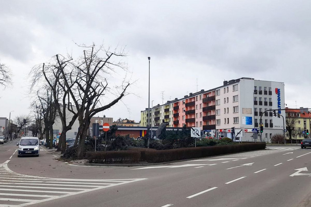 Brodnica. Wiatr powalił wielkie drzewo przy pomniku Jana Pawła II. Zamknięta kładka przy Lidzbarskiej [ZDJĘCIA]