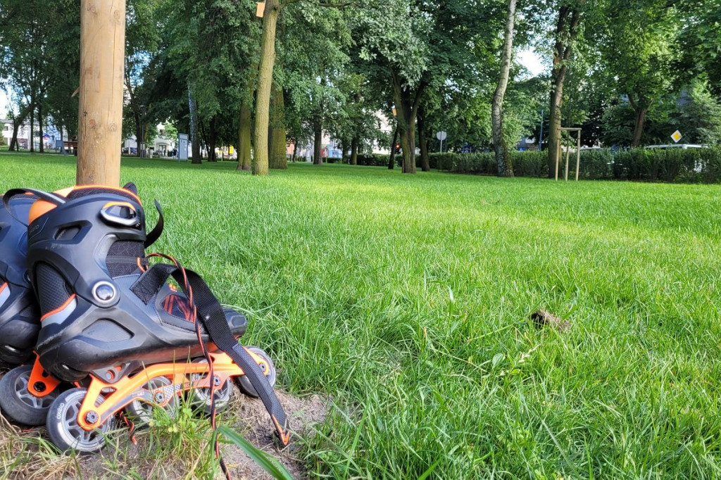 Brodnica. W przebudowanym parku stoi rząd tajemniczych słupków ze szczytami bez wykończenia. Do czego miały służyć?