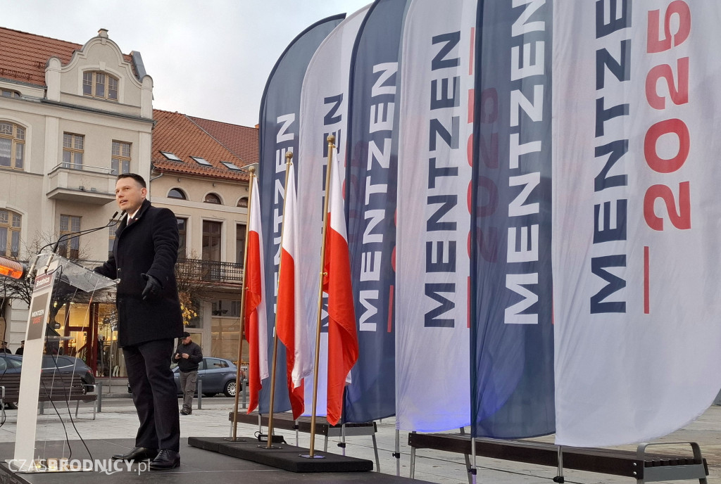 Sławomir Mentzen na Dużym Rynku w Brodnicy