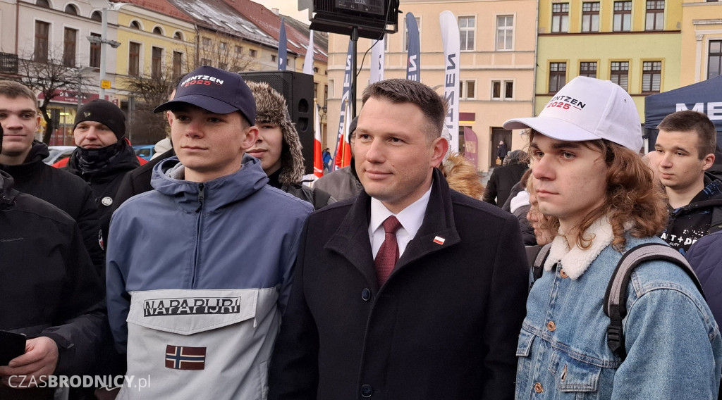 Sławomir Mentzen na Dużym Rynku w Brodnicy