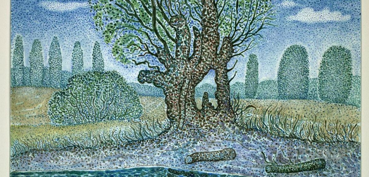 Fot. Zbiory Krystyny Szalewskiej-Gałdyńskiej: 'Pejzaż wiejski z Cichego' to akwarela, gwasz o wymiarach 49,7 x 39,7 cm autorstwa urodzonej w 1938 roku Krystyny Janiny Szalewskiej-Gałdyńskiej - absolwentki Wydziału Sztuk Pięknych UMK w Toruniu, malarki, graficzki i rysownika, członkini Związku Polskich Artystów Plastyków, wielokroć nagradzanej za działalność na niwie kultury. Jak widać i tej autorce przypadł do gustu magnetyzm Cichego w gminie Zbiczno.